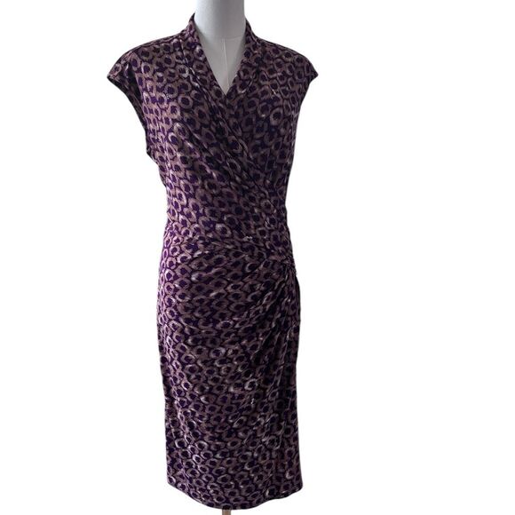 Ralph Lauren Fitted Knee Length Brown Spotted Dress in Womens Size 8 - Picture 1 of 7